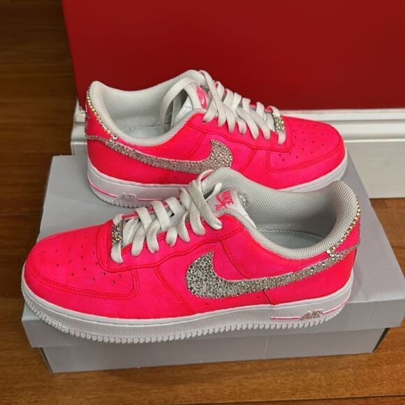 NIB Nike AF1 Custom Bling Nike Air Sneakers Bedazzled Crystallized size 7 - Picture 1 of 12